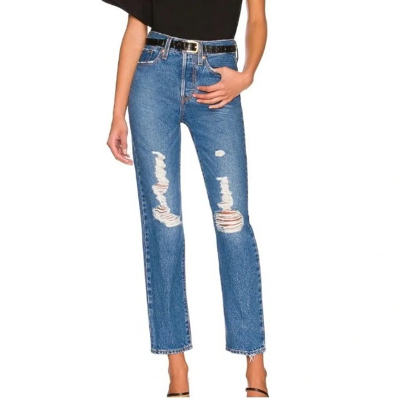 Levi’s Jeans Women Sz 27 Wedgie Straight Distressed - Picture 1 of 10